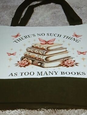 Canvas Book Tote Bag in White and Black - Literary Quote Print